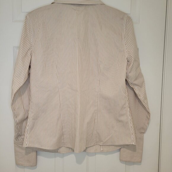 CALVIN KLEIN Blouse Tan & White Stripes - Picture 10 of 10